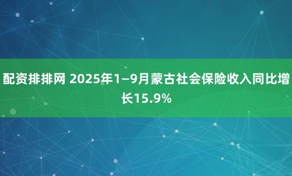 配资排排网 2025年1—9月蒙古社会保险收入同比增长15.9%